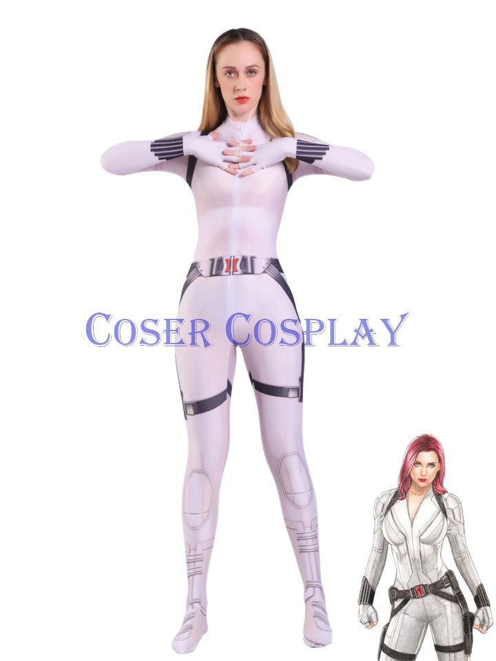 2020 Black Widow Cosplay Costume Whie Deadly Origin Suit 0428